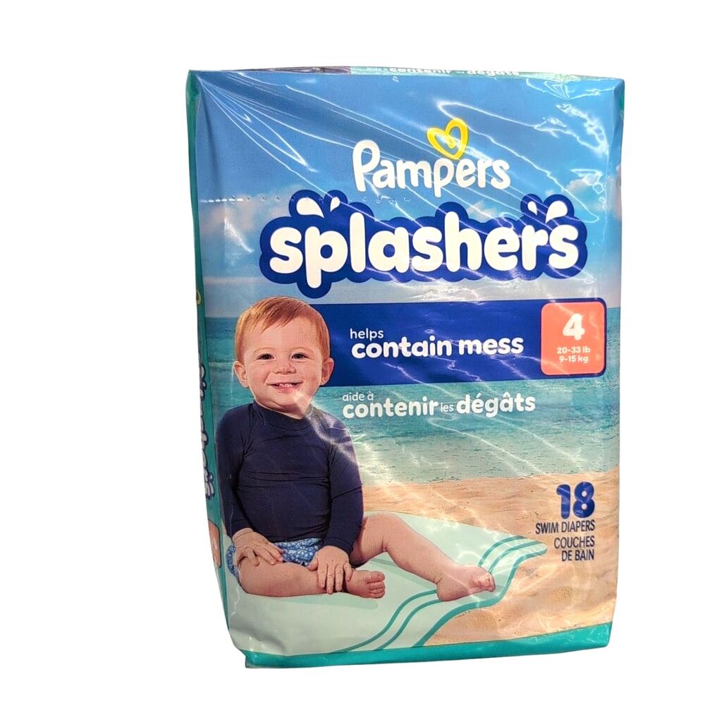 8X Pampers Splashers Swim Diapers Pants Size 4 Medium 20-33 lb 18 Pk 144 Total